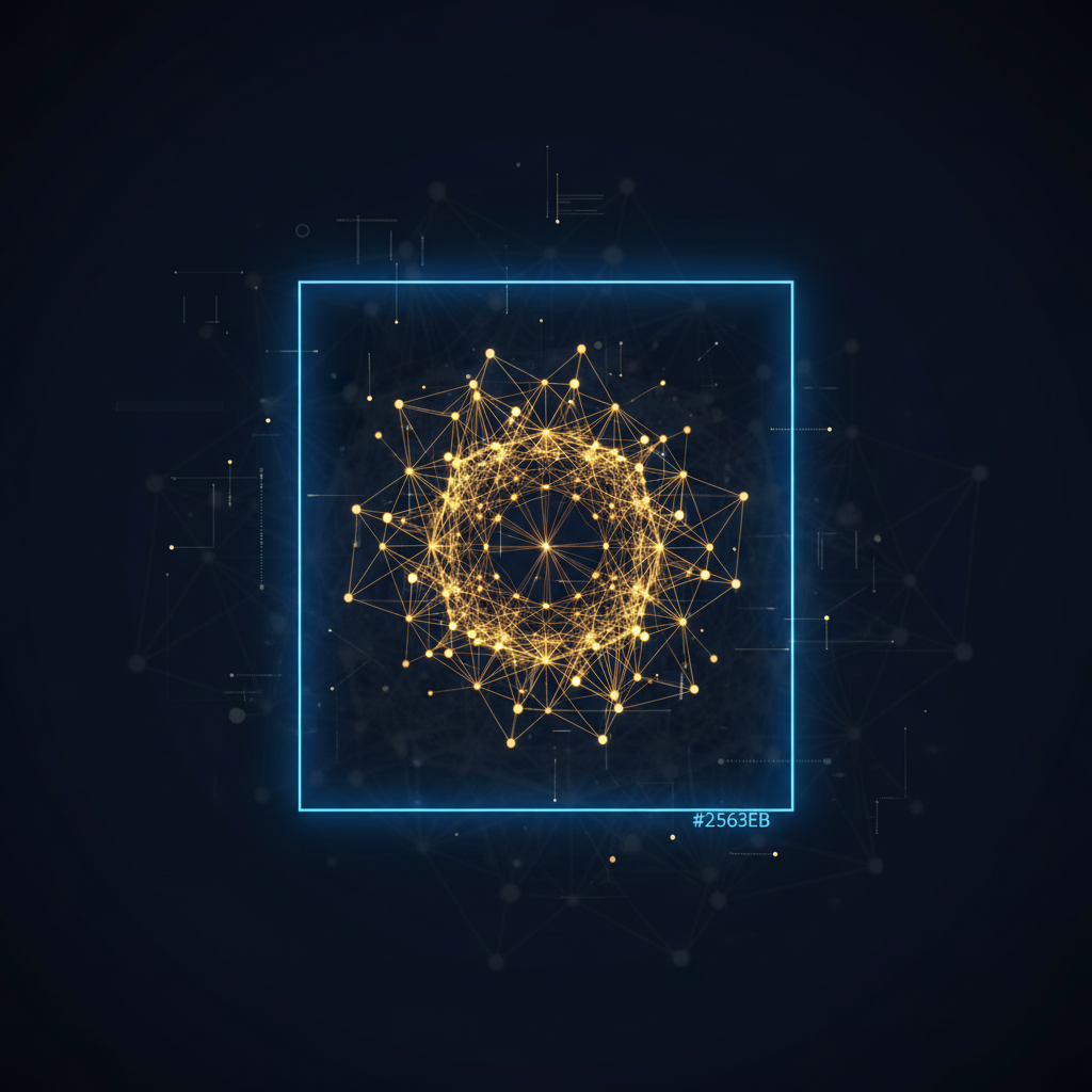 Abstract visualisation of a neural network operating within defined constraint boundaries